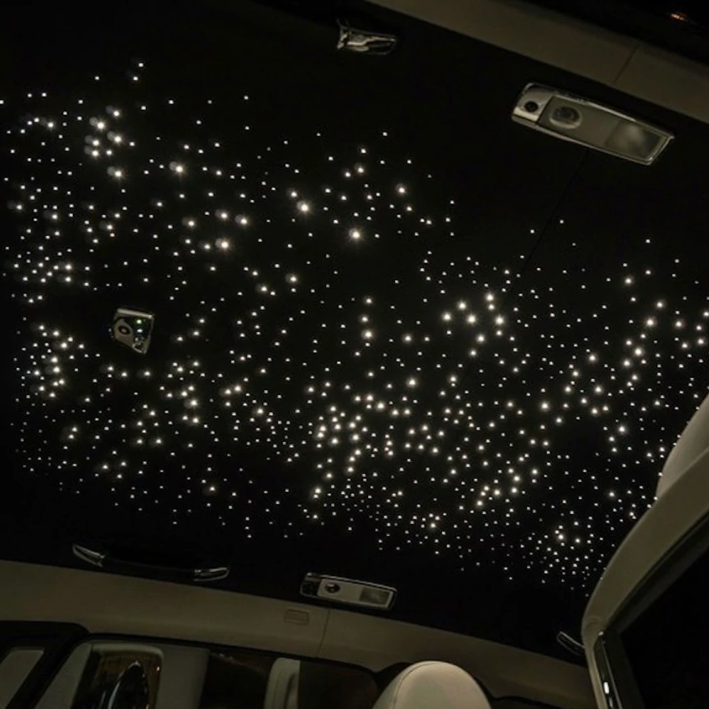 Dense starlight headliner wide cabin view